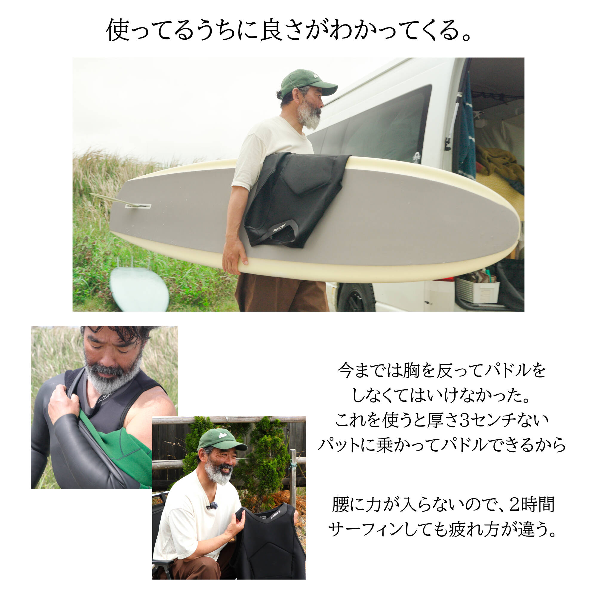JAZZBACK｜首・肩・腰痛を予防するサーフィン用インナースーツ